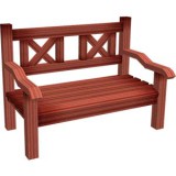 Red outdoor bench